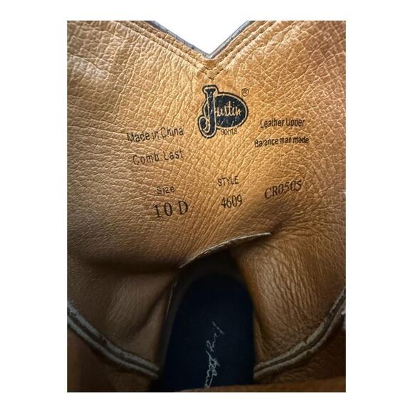 Justin Jeb 10" Roper Cowboy Boot Flex Sole Men size 10 D - Picture 8 of 9